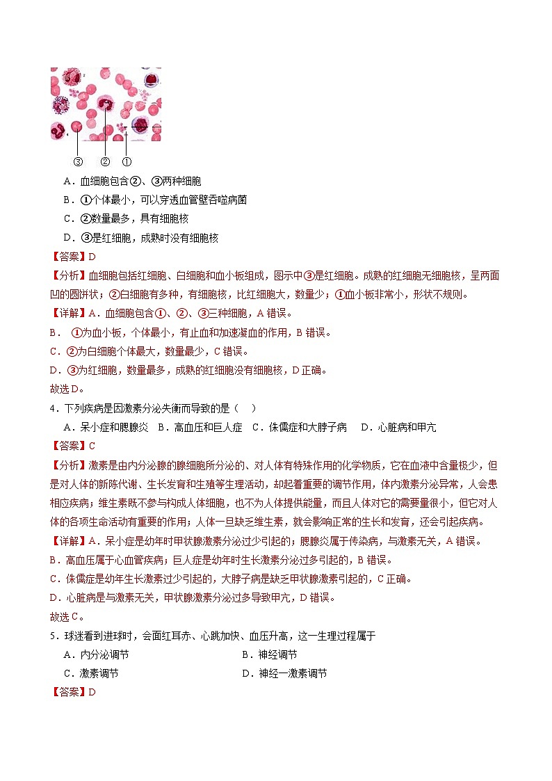 【开学考】2024年秋季高一上入学分班考试模拟卷 高一上生物(上海专用)02