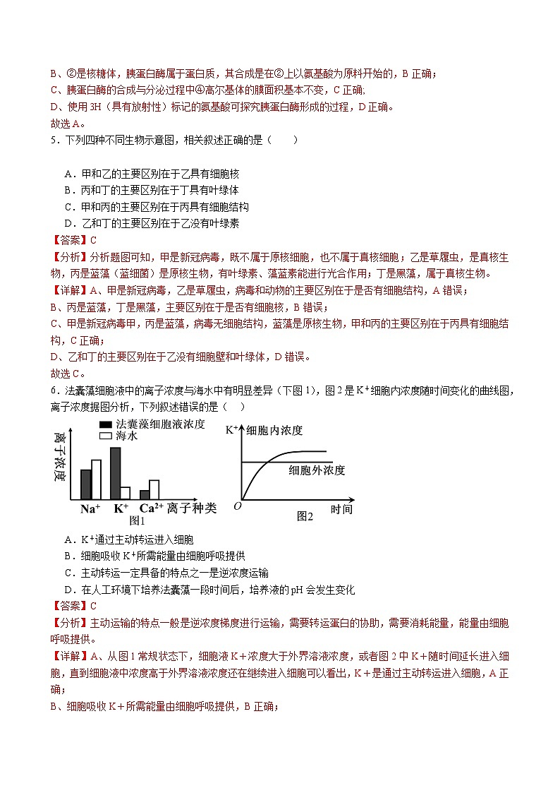 【开学考】2024秋高二上册开学摸底考试卷高二上册开学摸底考试卷生物(浙江专用)03