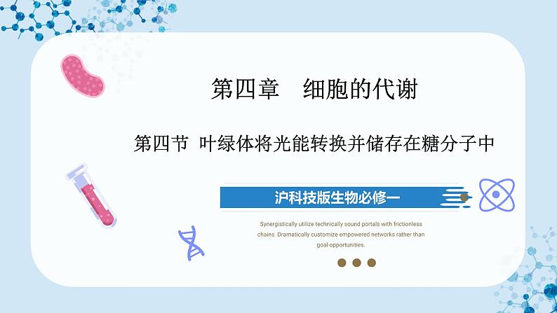 【沪科技版】生物必修一 4.4 叶绿体将光能转换并储存在糖分子中(教学课件)第1页