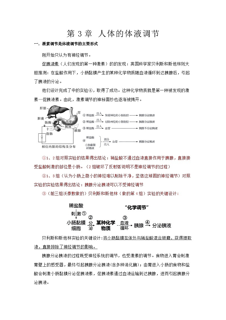 第3章 人体的体液调节-必背知识清单第1页