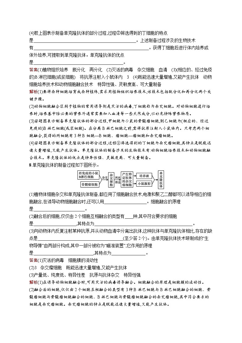 高二生物人教版2019选择性必修三同步练习第2章 第2节 二 动物细胞融合技术与单克隆抗体第3页