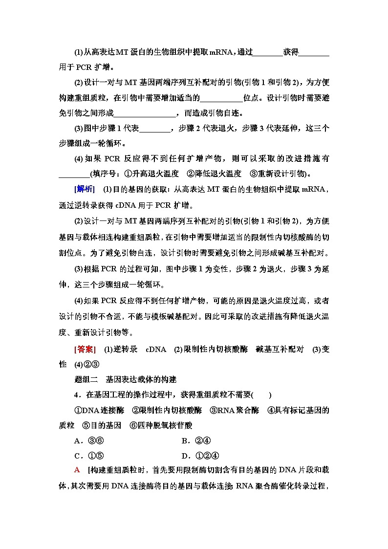 13 基因工程的基本操作程序 课后作业【新教材】人教版(2019)高中生物选择性必修3第2页