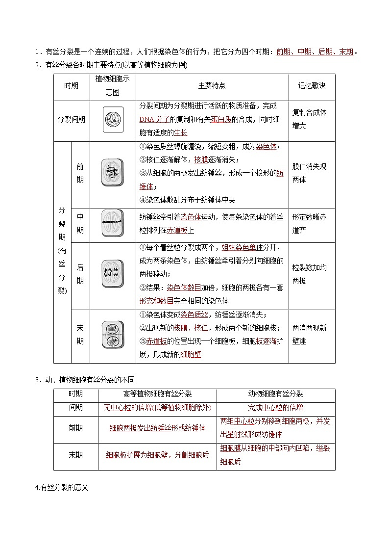人教版(2019)高中生物必修一 6.1.1《细胞的增殖》导学案(原卷+解析卷)03