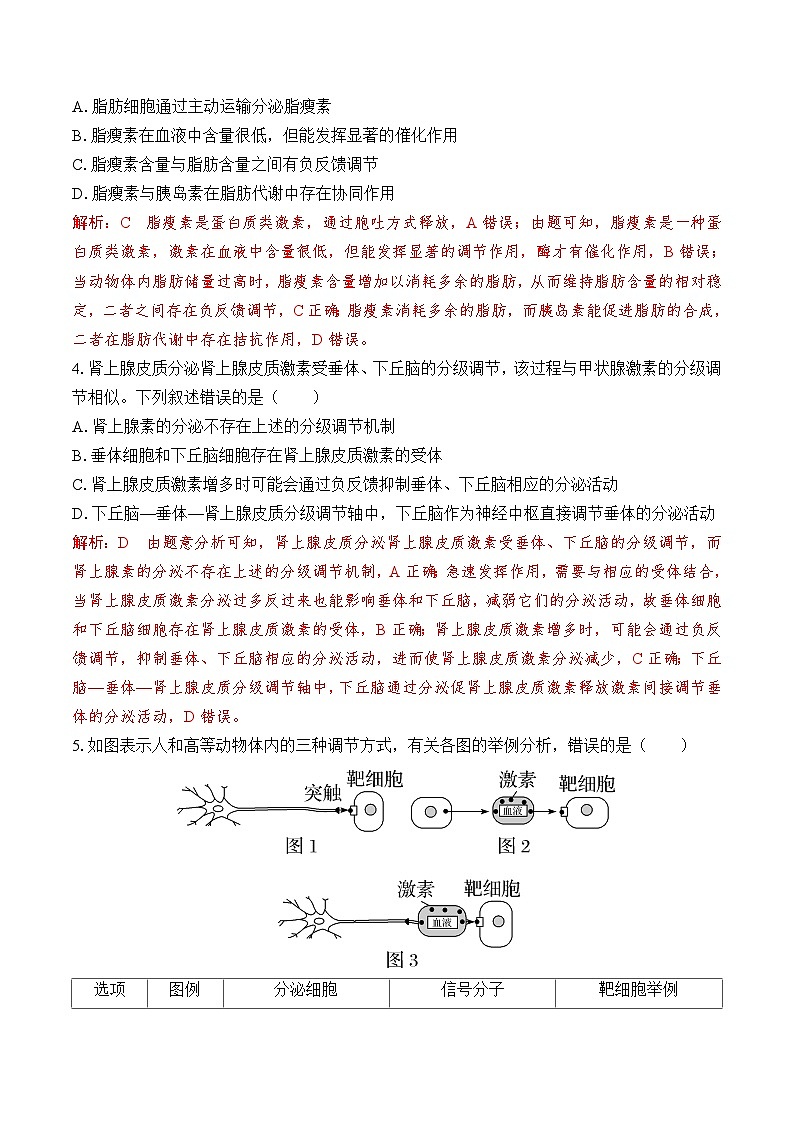人教版高二生物选择性必修一 3.3.2 《水和无机盐平衡的调节》分层练习(原卷+解析卷)02