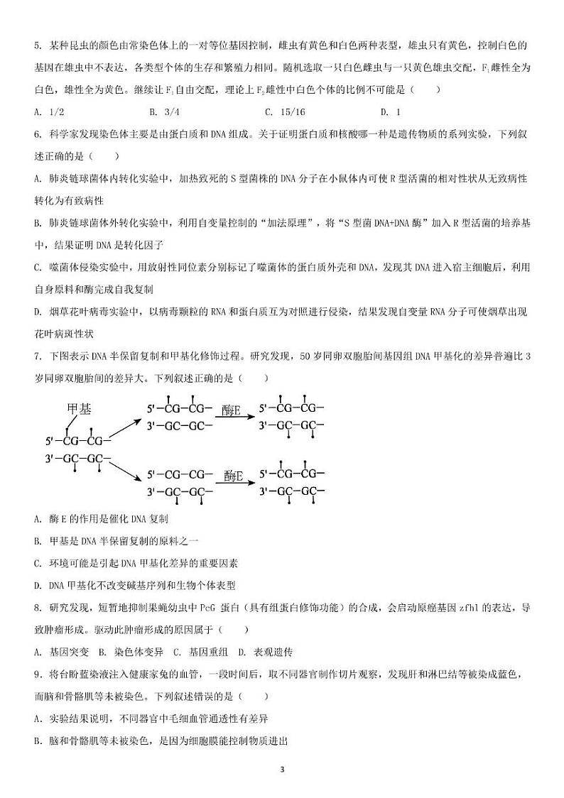 2024年8月入学考试试题(原卷版)第3页