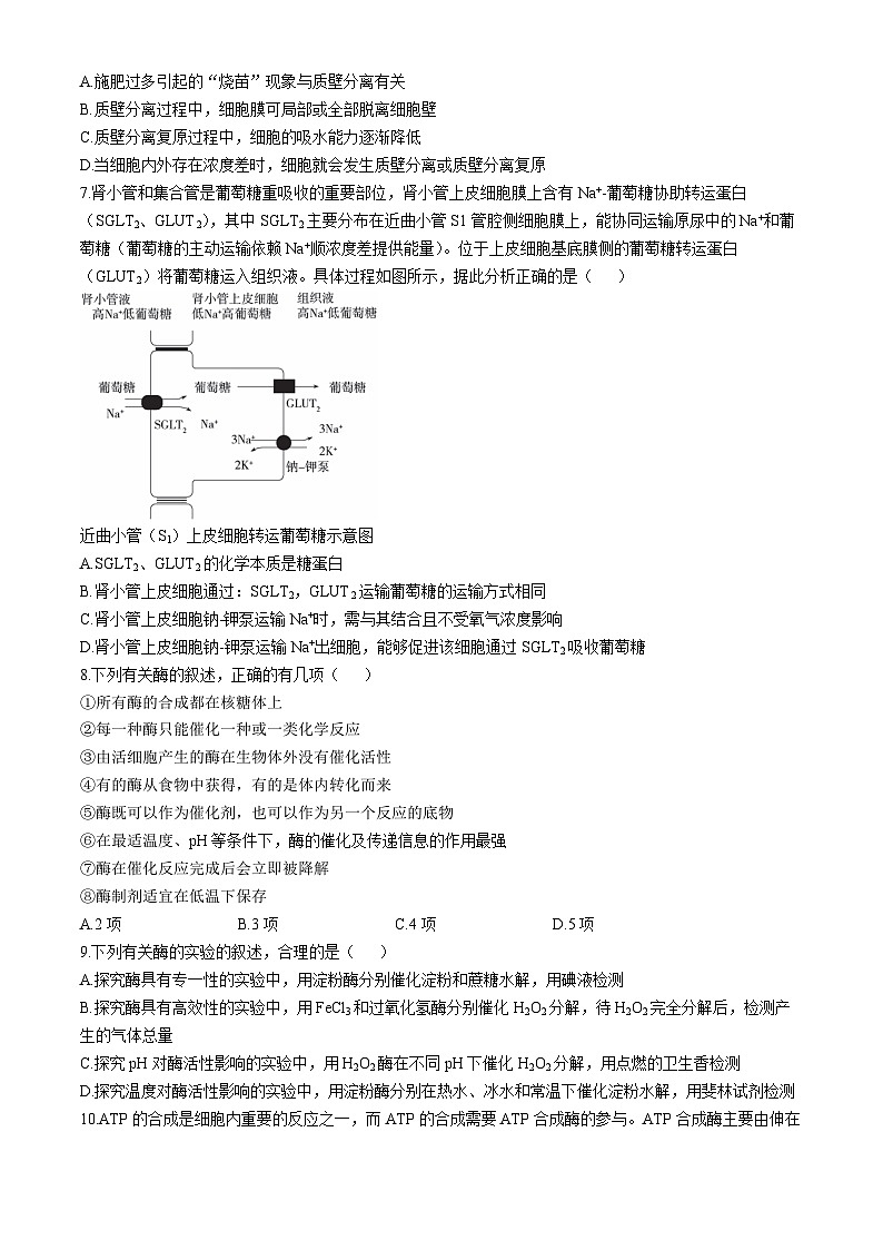河北省石家庄市2022-2023学年高一上学期期末试题生物试题(无答案)第2页