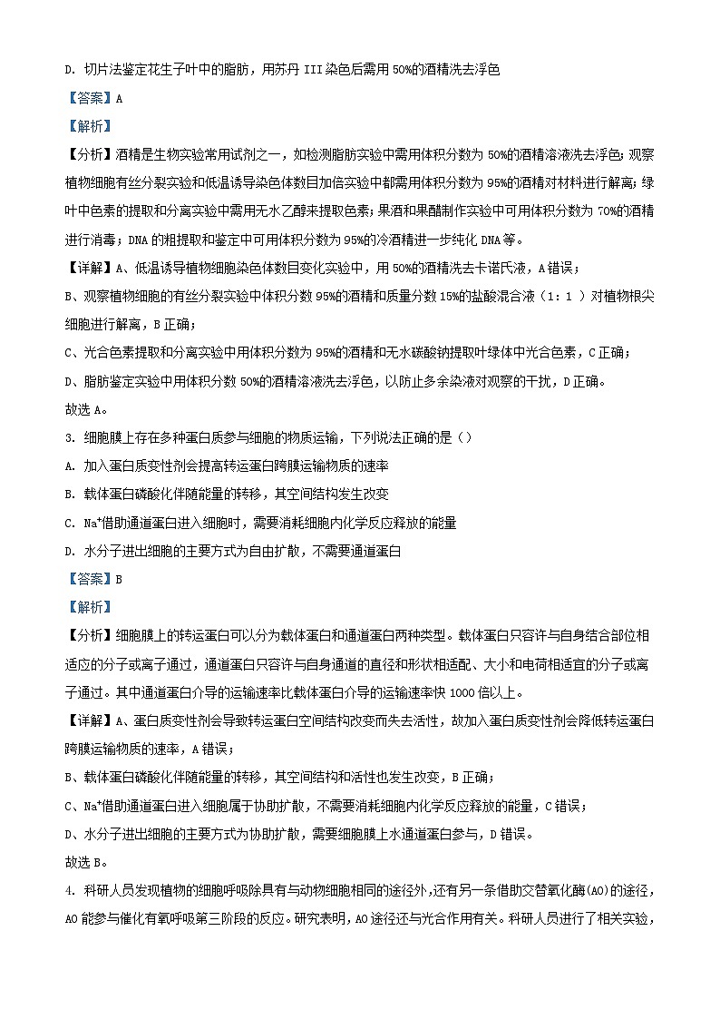 重庆市2023_2024学年高三生物上学期11月月考试题含解析第2页