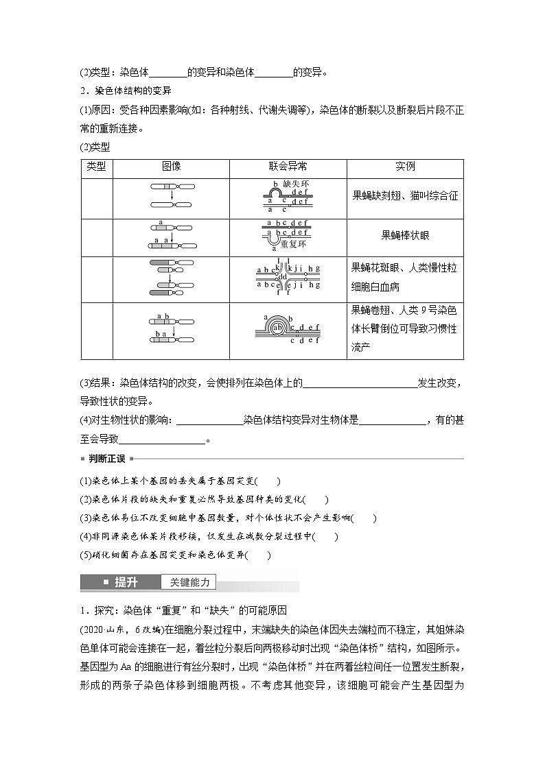 第七单元 第34课时 染色体变异-2025年高考生物大一轮复习(课件+讲义+练习)学生版第2页