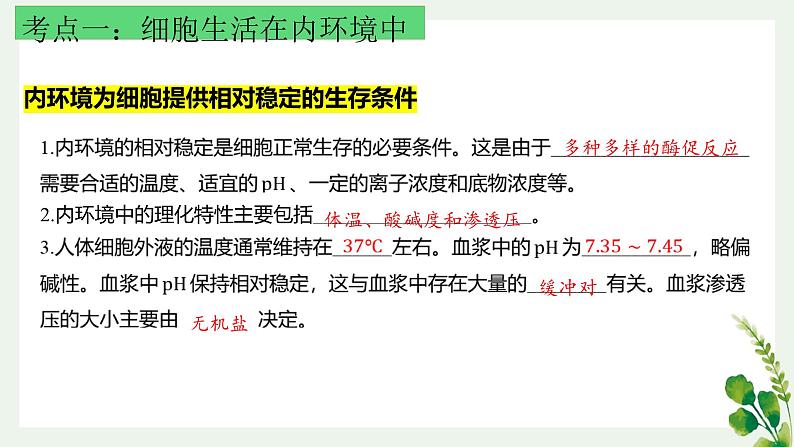 浙教版2019高二生物选择性必修1 第一章内环境与稳态 章末复习课件08