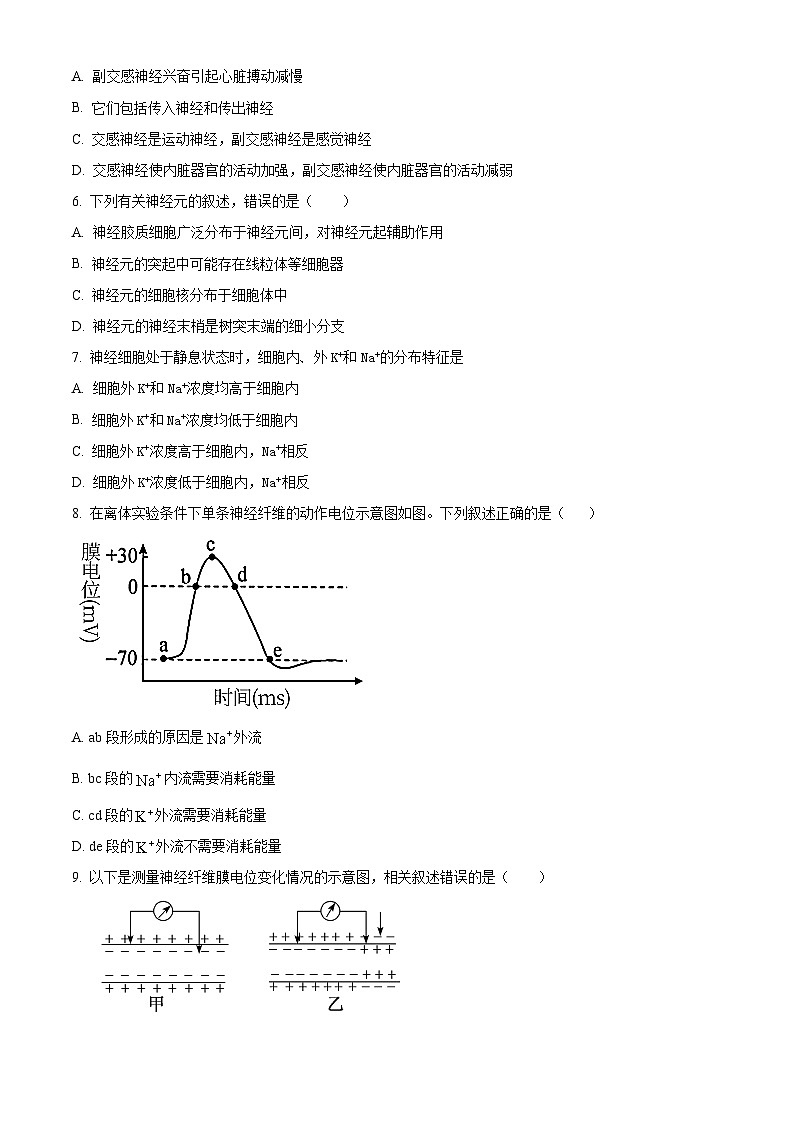 四川省宜宾市高县中学2023-2024学年高二上半期考试生物试题(Word版附解析)02