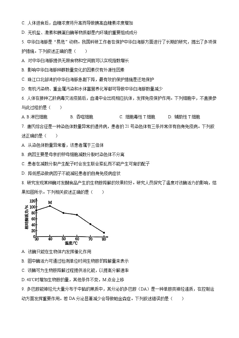 浙江省强基联盟2024-2025学年高三上学期8月联考生物试题 Word版无答案第2页