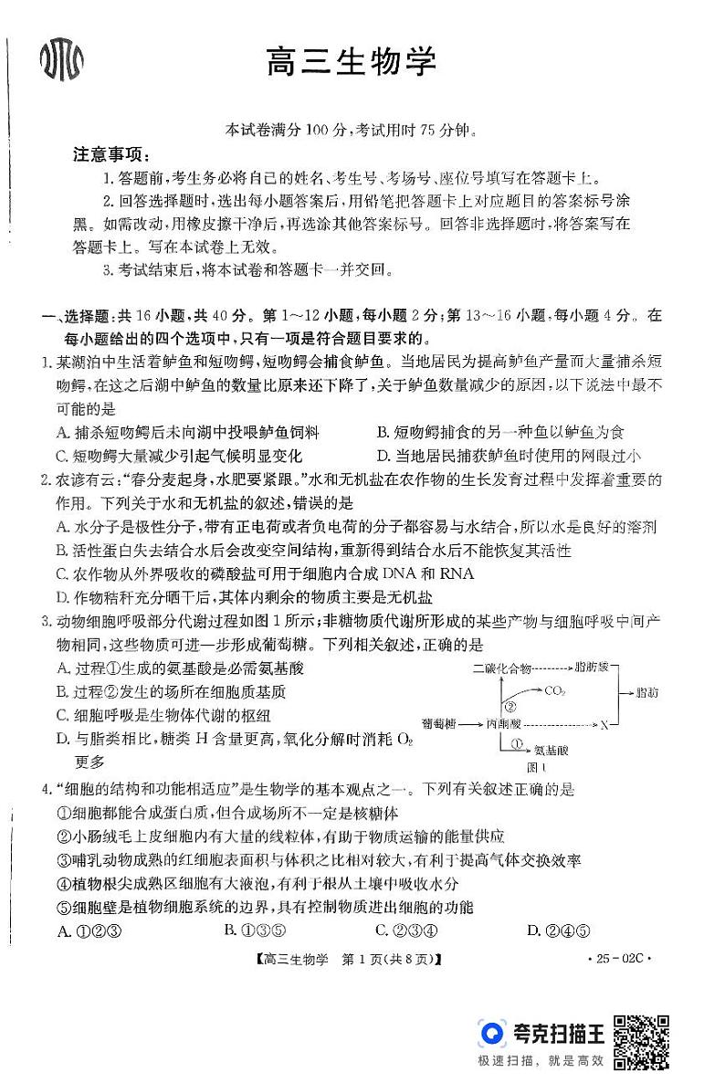 生物25-06-02C试卷第1页