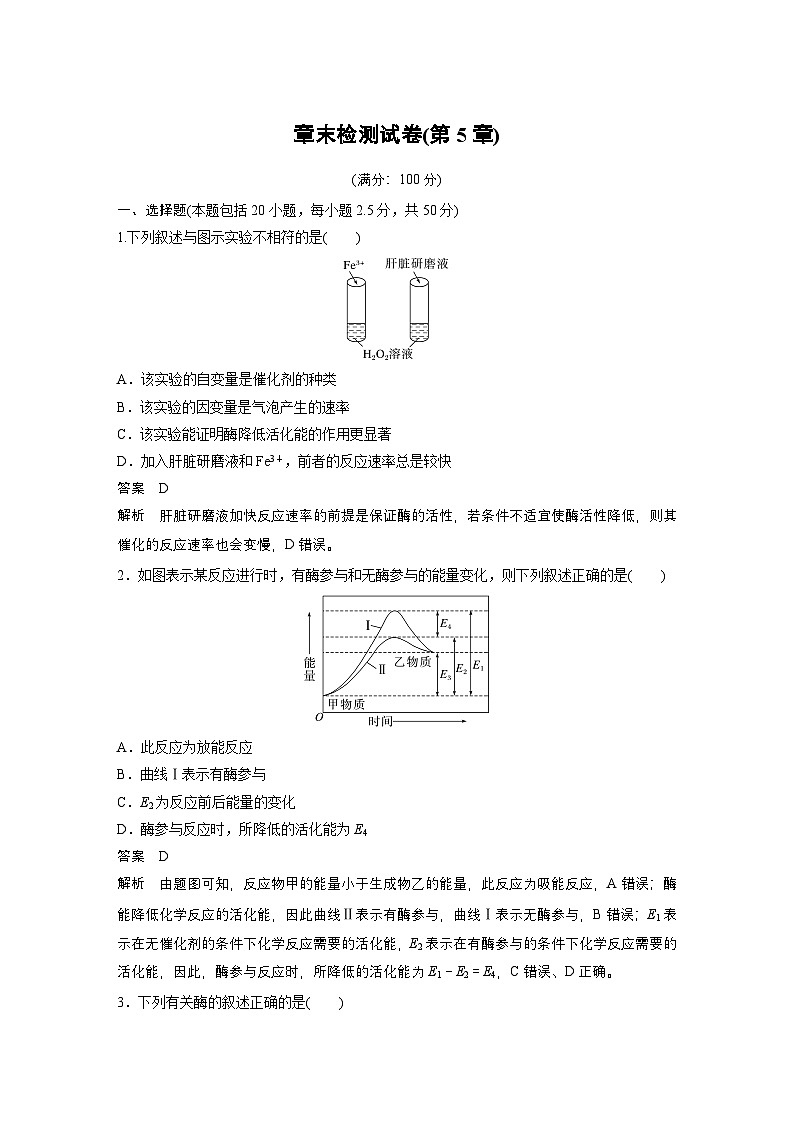 2024高中生物必修第一册(人教版2019)同步讲义章末检测试卷(第5章)(Word版附解析)第1页