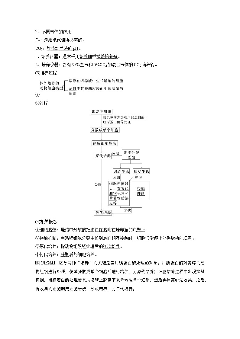 2024高中生物选择性必修第三册(人教版2019)同步讲义第2章第2节第1课时动物细胞培养(Word版附解析)第2页
