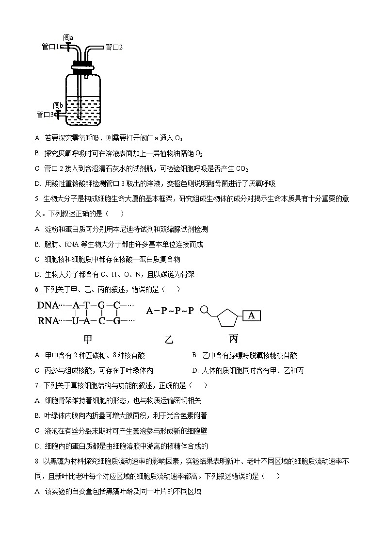 2024-2025学年高二上学期8月浙江省浙南名校联盟返校联考生物试题 Word版无答案第2页