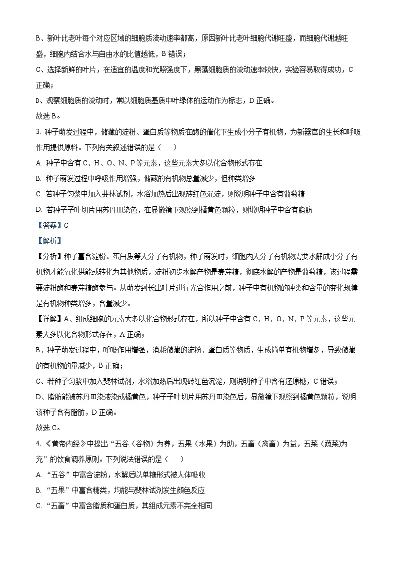 广东省汕头市潮阳区汕头市潮阳一中明光学校2024-2025学年高三上学期9月月考生物试题(原卷版+解析版)02