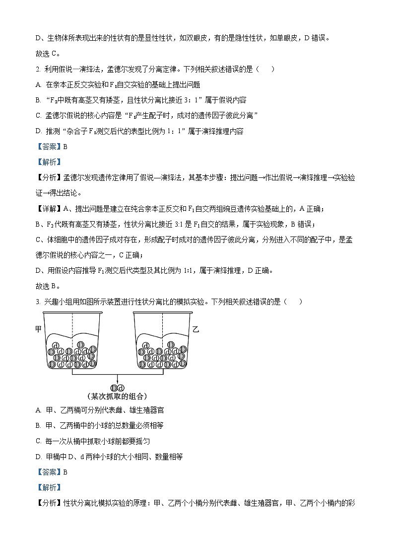 贵州省遵义市第四中学2024-2025学年高二上学期开学考试生物试题(解析版)02
