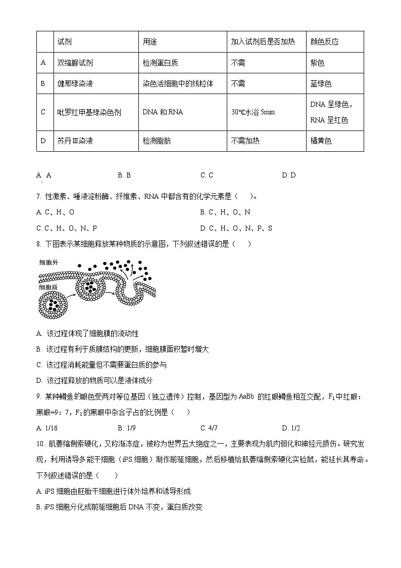 四川省泸州市泸县第五中学2024-2025学年高三上学期开学考试生物试卷(Word版附解析)02