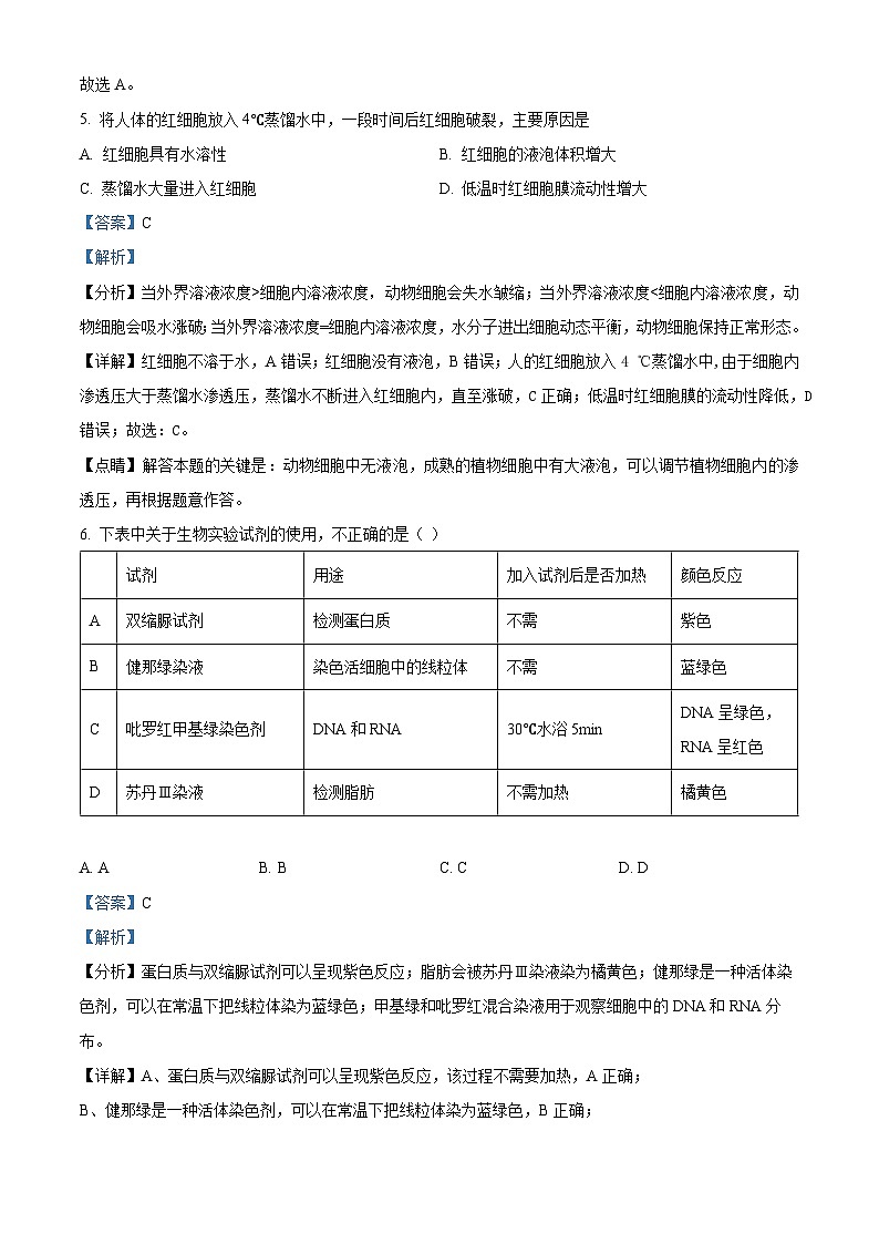 四川省泸州市泸县第五中学2024-2025学年高三上学期开学考试生物试卷(Word版附解析)03