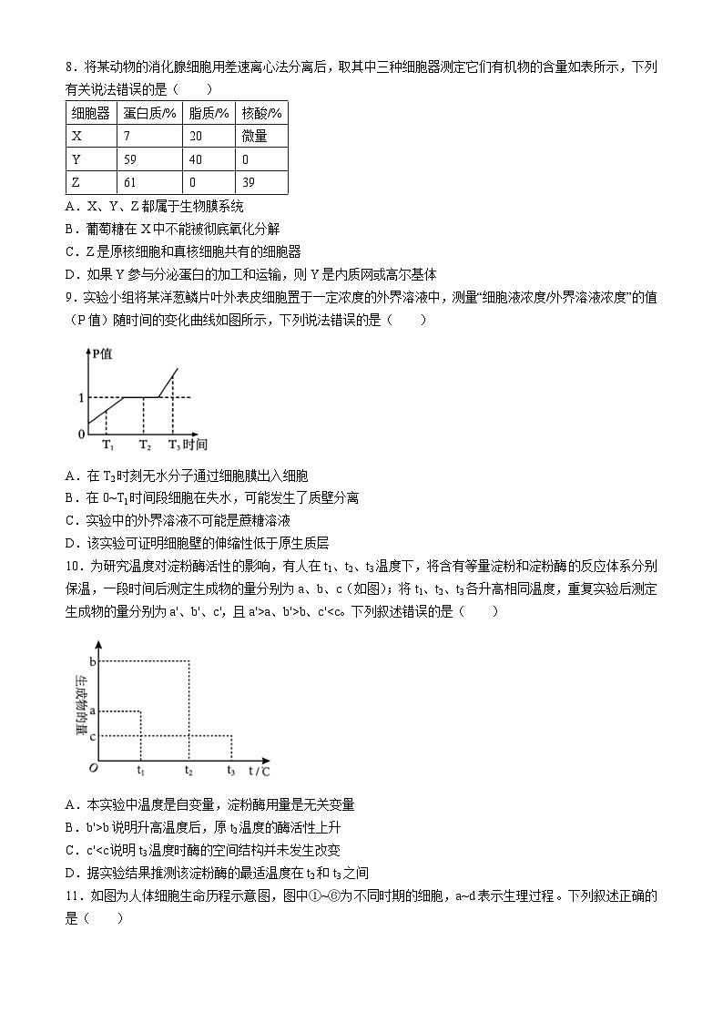 四川省成都列五中学2024-2025学年高三上学期入学摸底测试生物试题 Word版含答案第2页