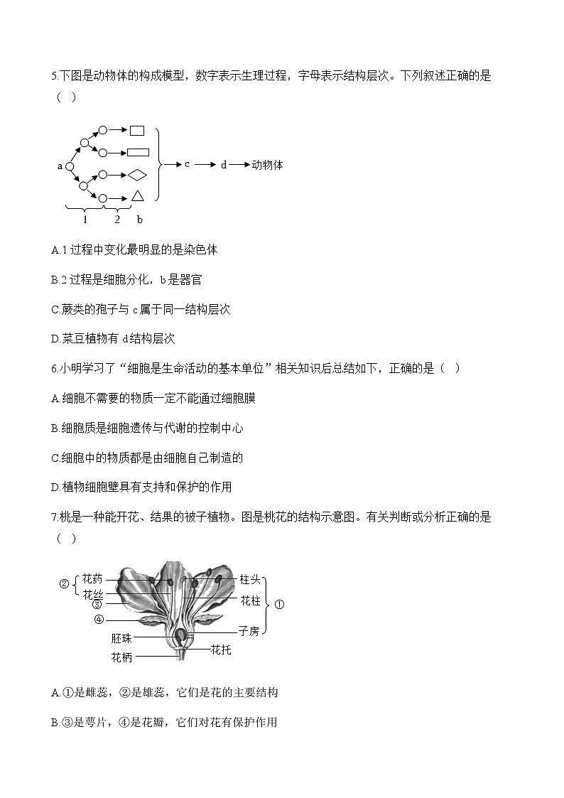 福建省漳州市部分区县2024-2025学年高一上学期开学考试生物试题(Word版附解析)02