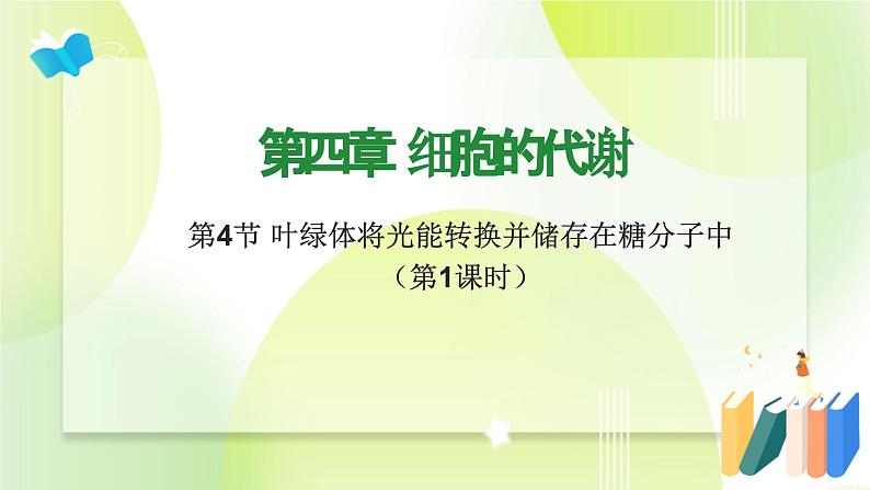 沪科技版(2020)高中生物 必修一 4.4 叶绿体将光能转换并储存在糖分子中(第1课时) 课件01