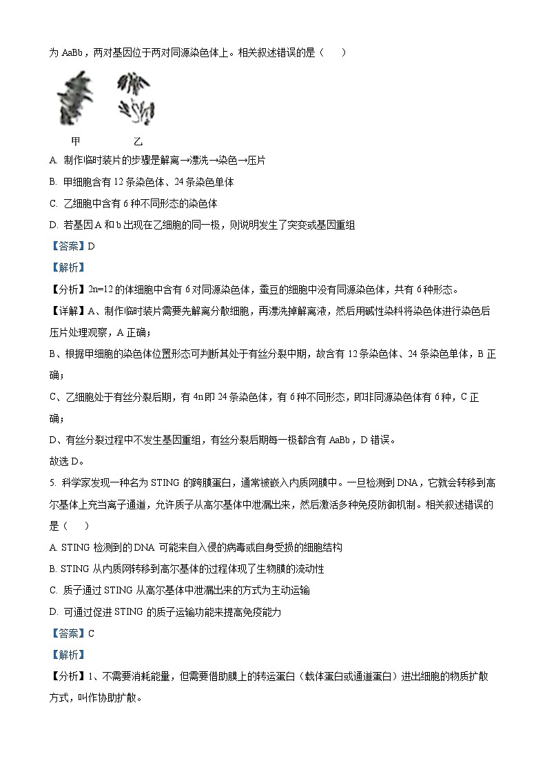 江苏省南通市海安市2024-2025学年高三上学期期初学业质量监测生物试题(解析版)第3页