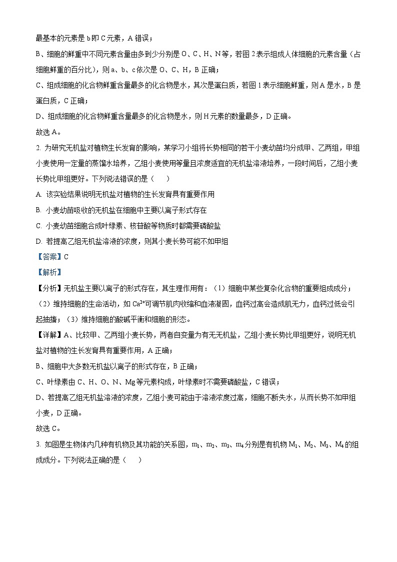 四川省绵阳市南山中学2024-2025学年高三上学期9月月考生物试题(原卷版+解析版)02