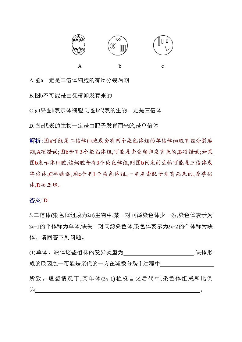 人教版高中生物必修2第5章基因突變及其他變異第2節(jié)染色體變異練習(xí)含答案第3頁(yè)