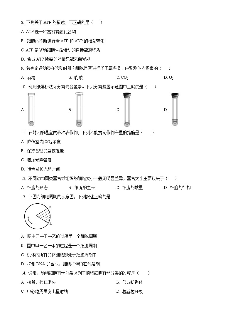 北京市西城区2022-2023学年高一1月期末生物试题 Word版无答案第2页
