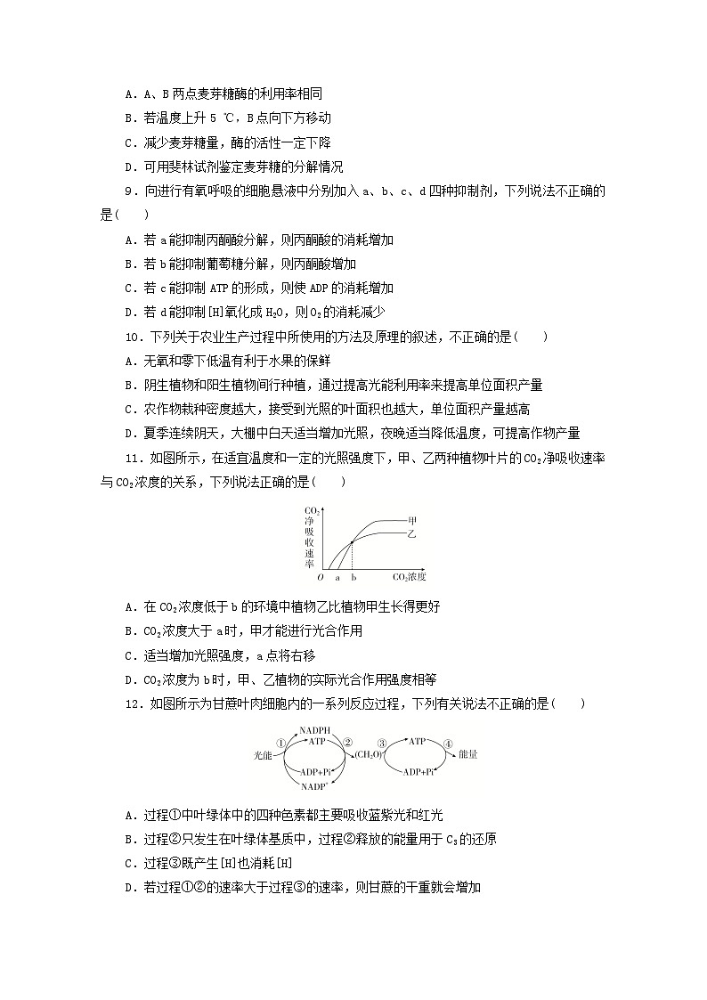 人教版高一生物必修第一册课后练习卷:第5章 细胞的能量供应和利用03