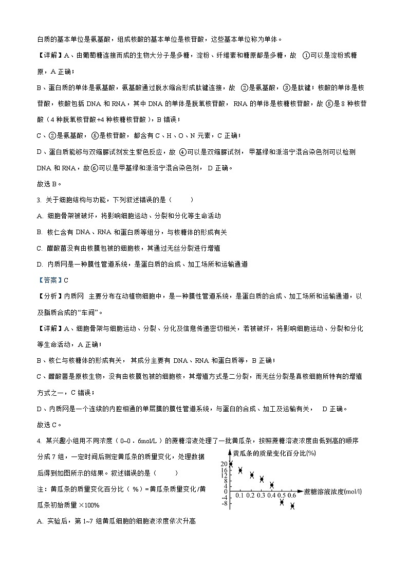 江苏省扬州市高邮2023_2024高三生物上学期开学考试试题第2页