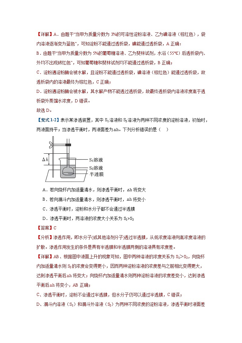 专题03 细胞的物质运输(4大题型)(解析版)第3页