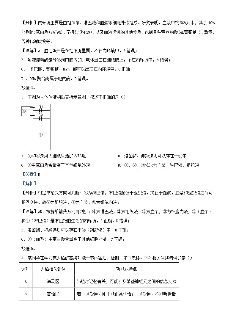 四川省南充市2023_2024学年高二生物上学期12月月考题含解析02