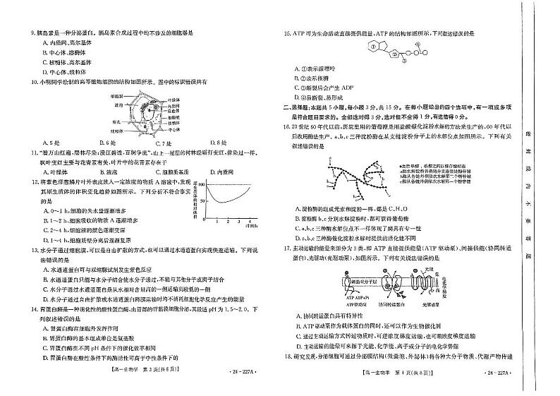 河南省2023_2024学年高一生物上学期12月联考试题pdf第2页