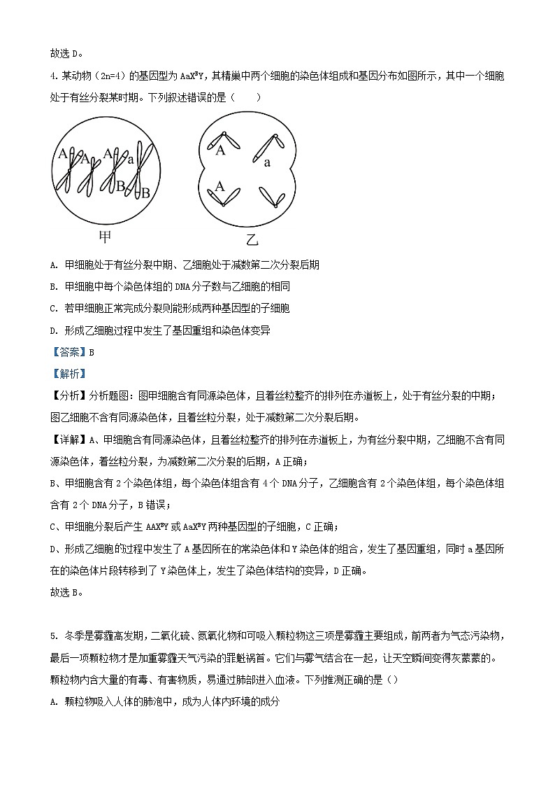 四川省内江市2023_2024学年高三生物上学期第三次月考试题含解析第3页