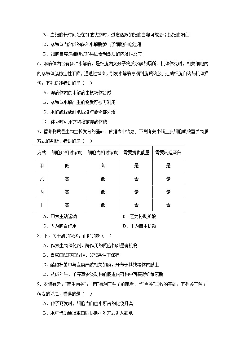 安徽省滁州市定远县育才学校2024-2025学年高三上学期模拟生物试卷(必修一)第2页
