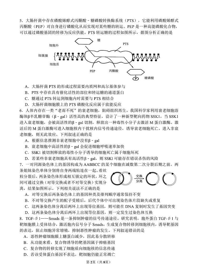 重庆市第八中学2024-2025学年高三上学期周测生物试卷(PDF版附答案)02