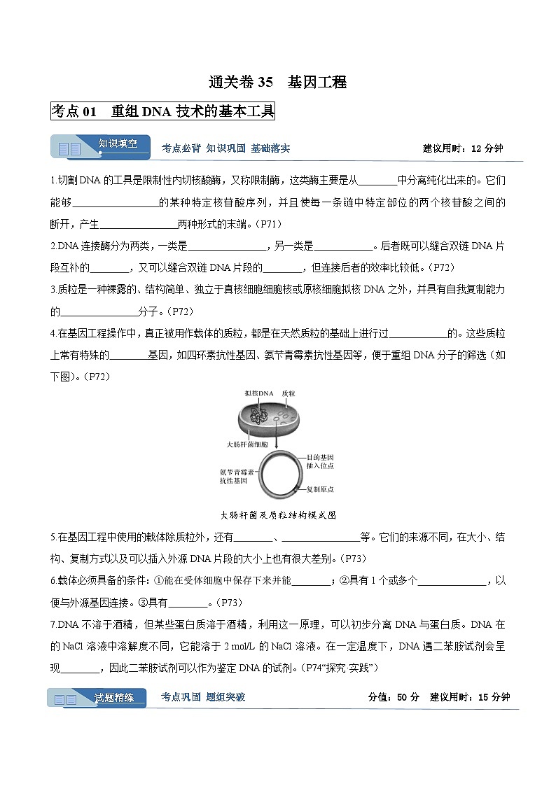 考点通关卷35  基因工程(原卷版)第1页