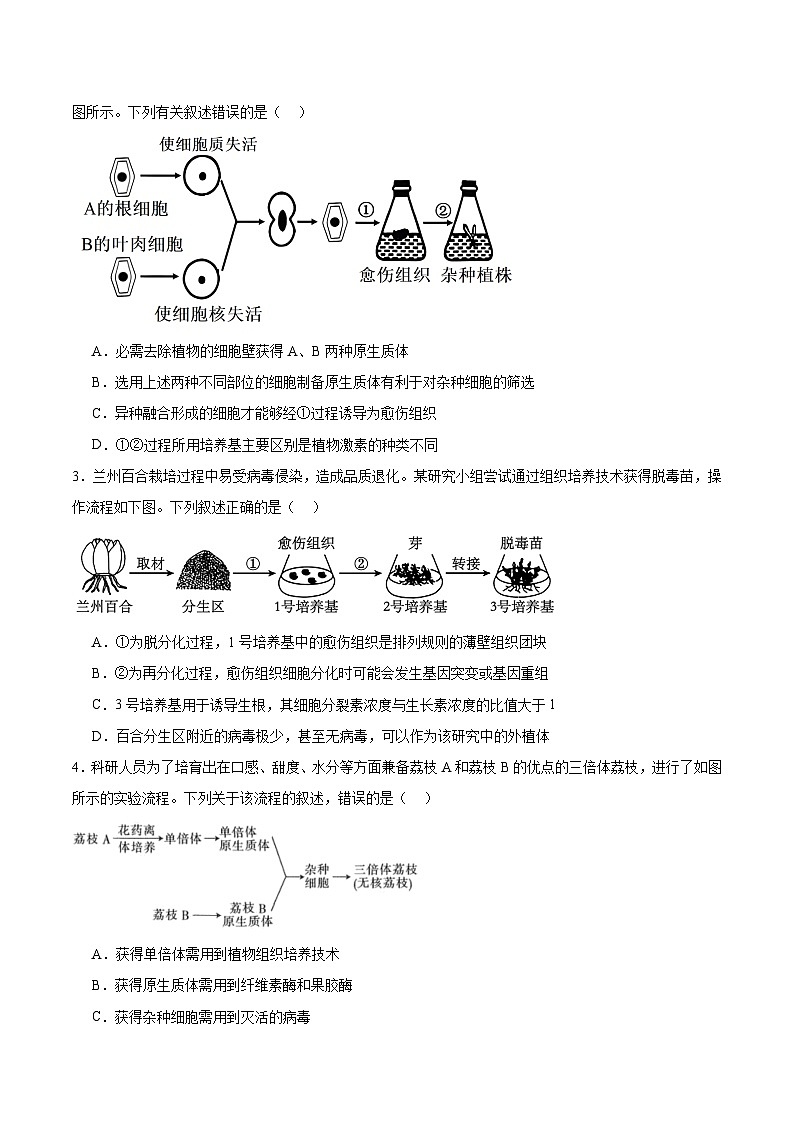 考点通关卷36  细胞工程和胚胎工程(原卷版)第3页
