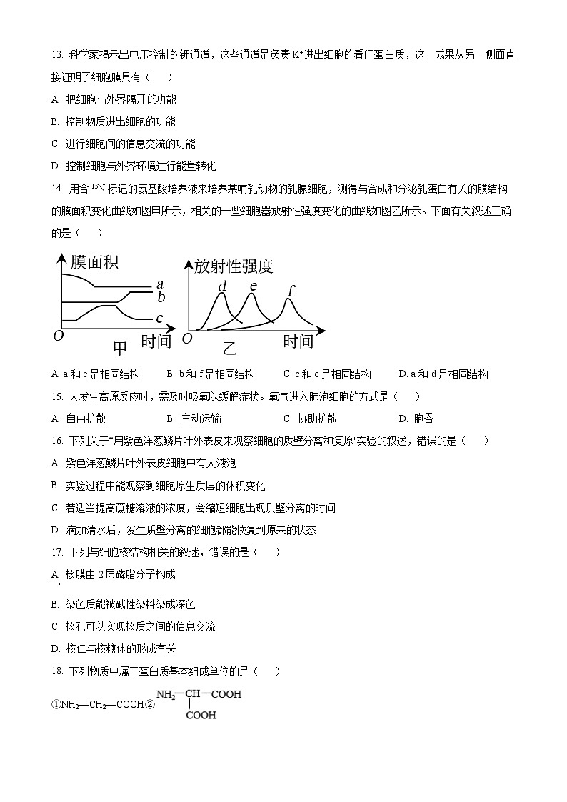 重慶市萬州賽德中學校2024-2025學年高一上學期11月月考生物試題（原卷版）第3頁