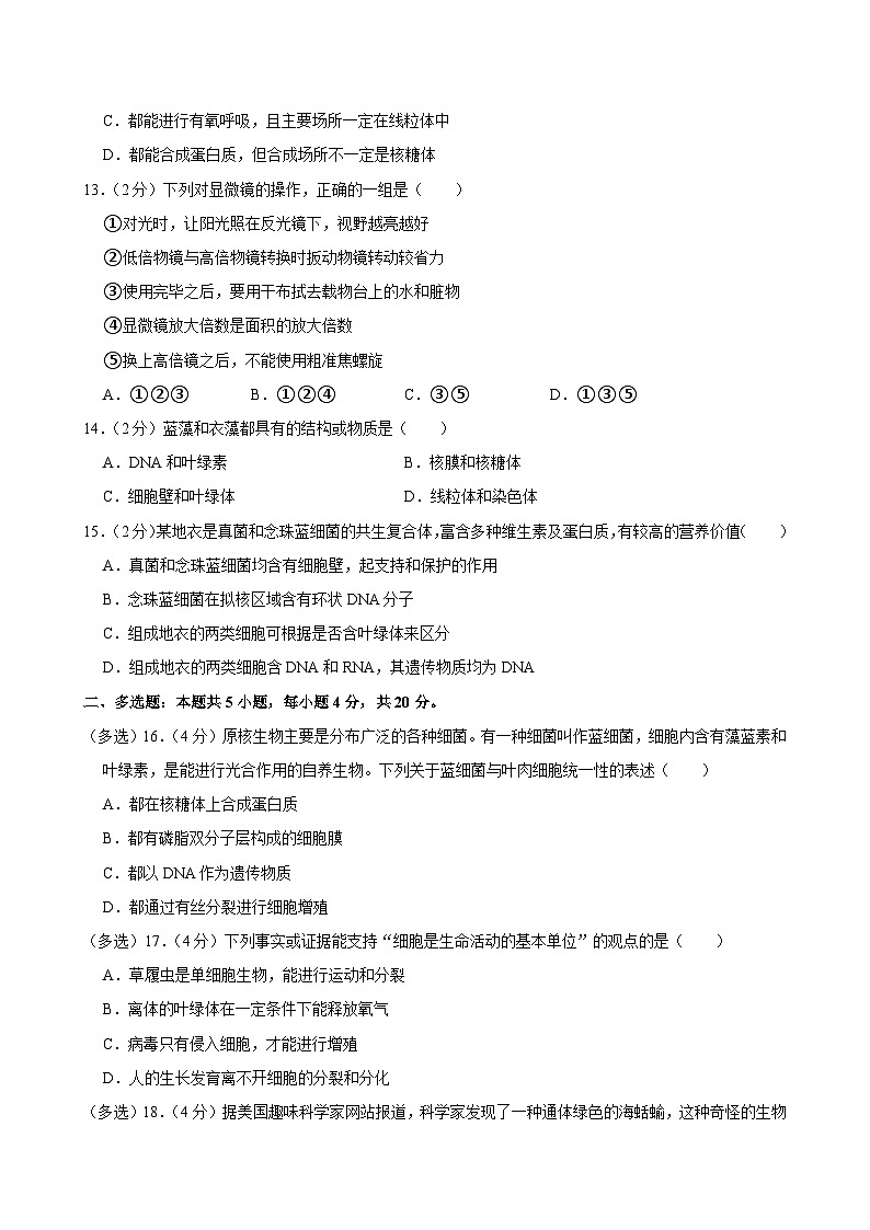 河南省许昌市禹州高级中学2024-2025学年高一上学期9月月考生物试卷第3页