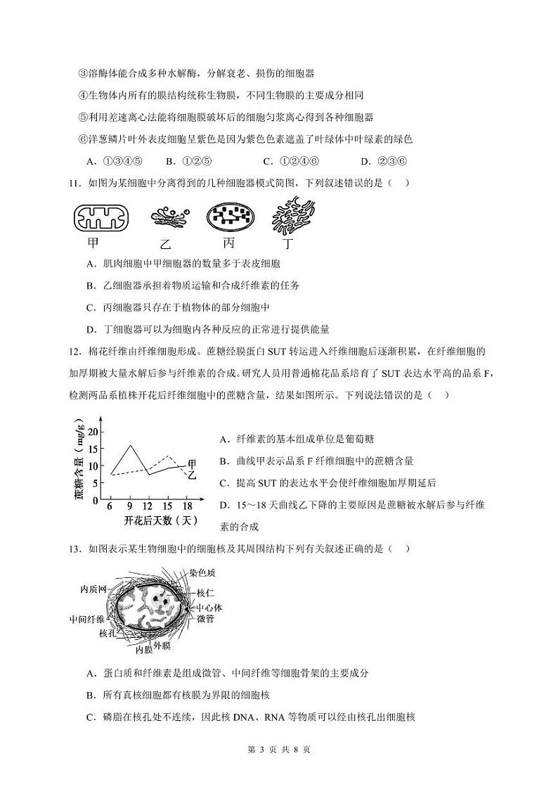 福建省莆田市第十五中学2024-2025学年高三上学期开学考试生物试题第3页