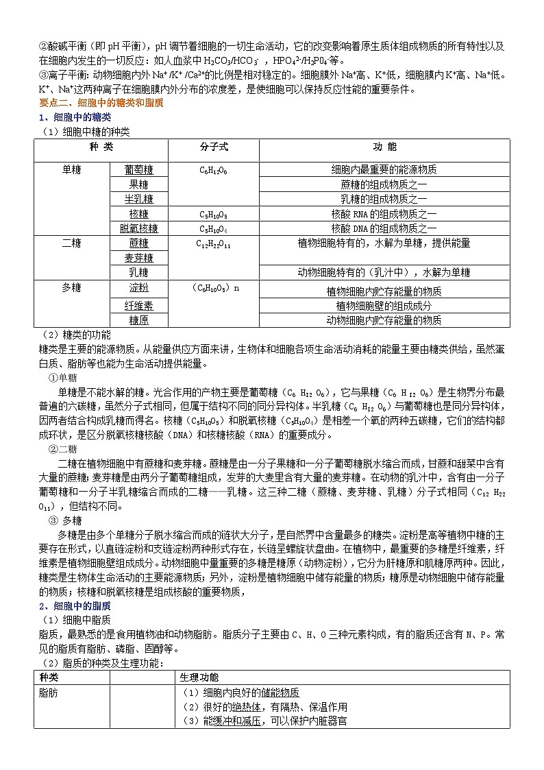 第二讲组成细胞的分子:细胞中的无机物、糖类和脂质学案第2页