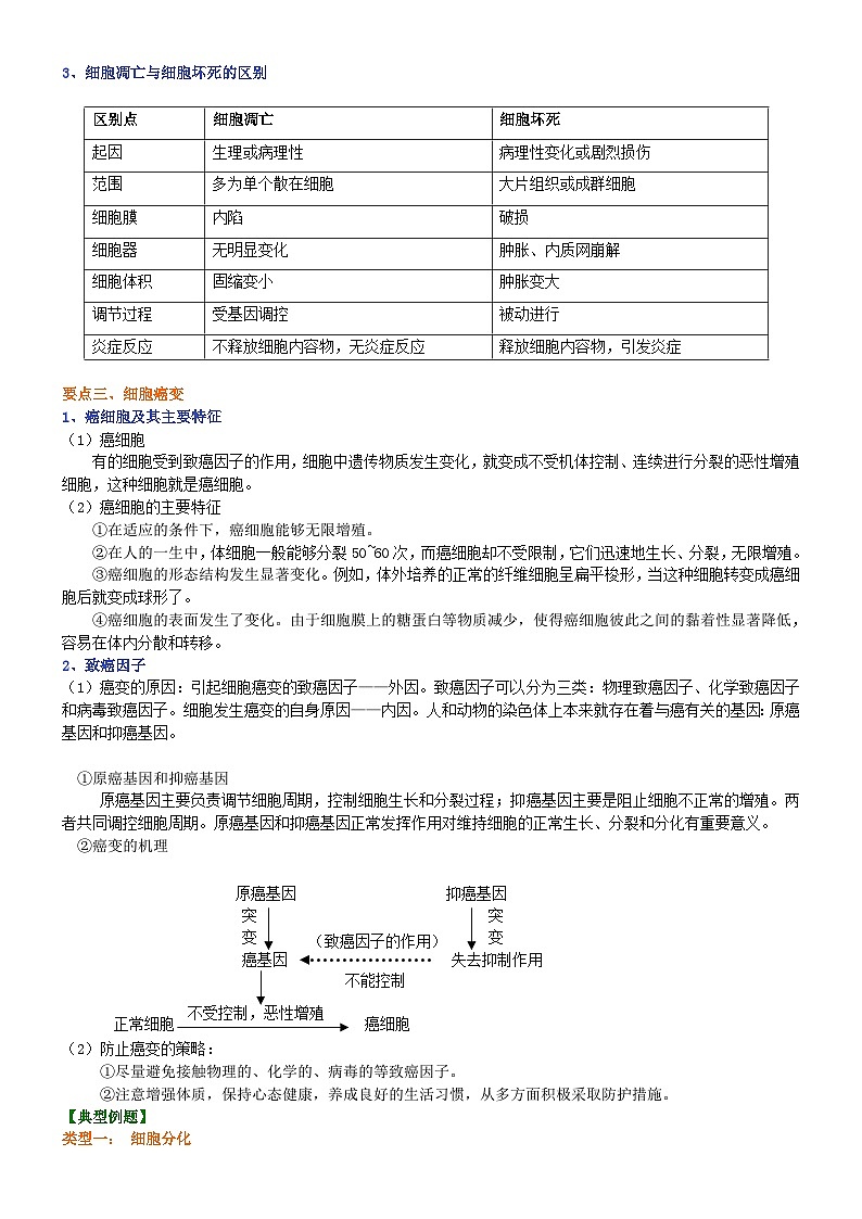 第十三讲细胞的分化、衰老、凋亡和癌变学案03