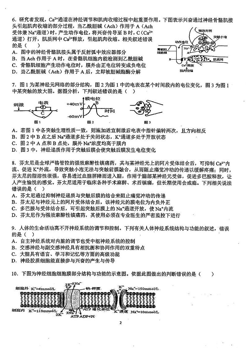 云南省宣威市长征中学2024-2025学年高二上学期9月第一次月考生物试题第2页