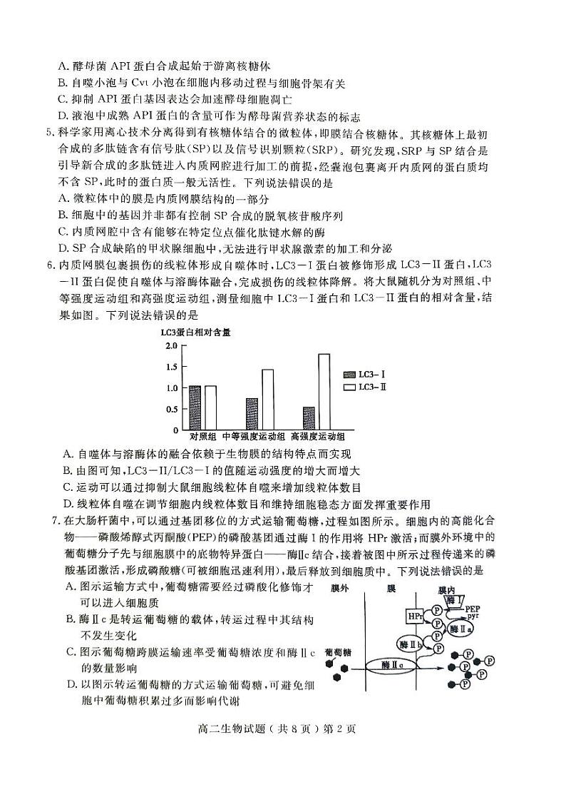 山东省聊城市2023-2024学年高二下学期期末教学质量抽测考试+生物试卷(含答案)02