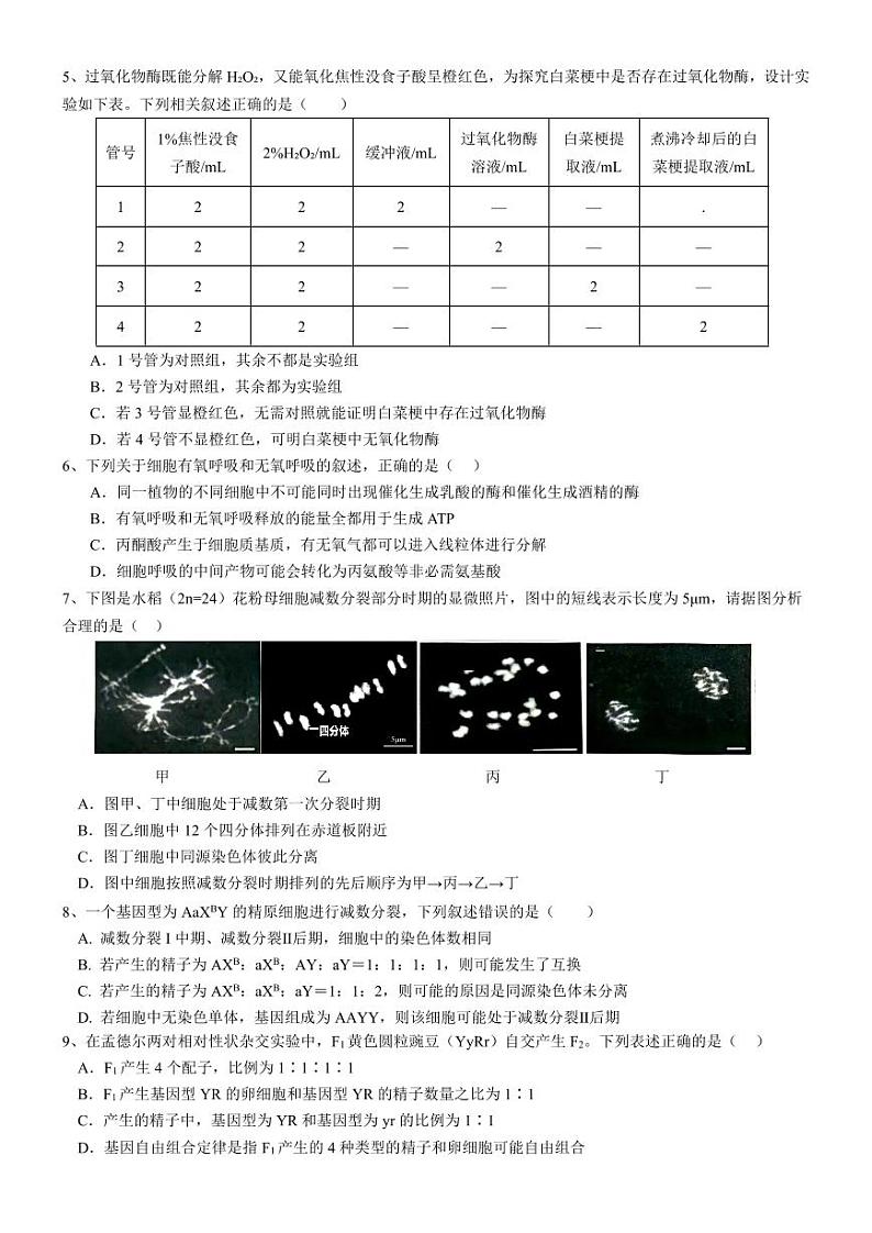 广东省佛山市2024-2025学年高三上学期9月联考生物试题+02