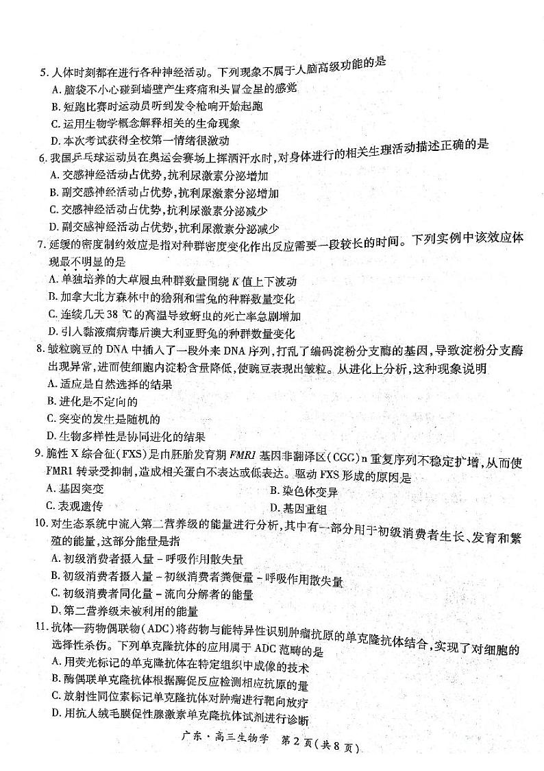 广东省上进教育(稳派联考)2024-2025学年高三上学期10月月考生物试题(PDF版附答案)02