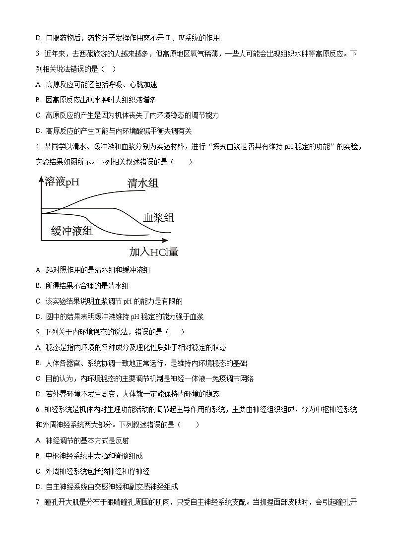 河南省周口市商水县百师联盟2024-2025学年高二上学期9月月考生物试题(Word版附解析)02